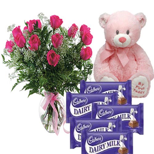 Pink Roses in Vase