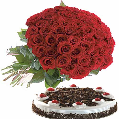 70 Red Roses with cake 70 Red Roses with cake