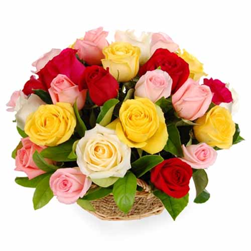 25 Mix Roses Basket