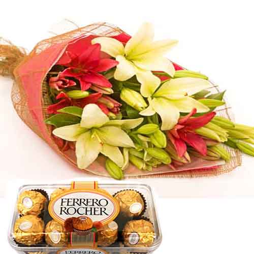lily bouquet with Chocolate lily bouquet with Chocolate
