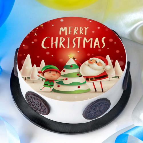 500 gm Merry Christmas Poster Cake