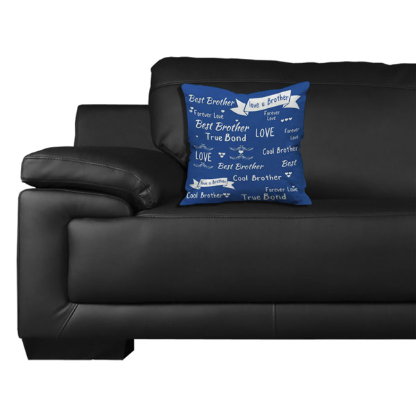 Best Brother Love you Brother Quote Printed Satin Cushion Cover, Blue