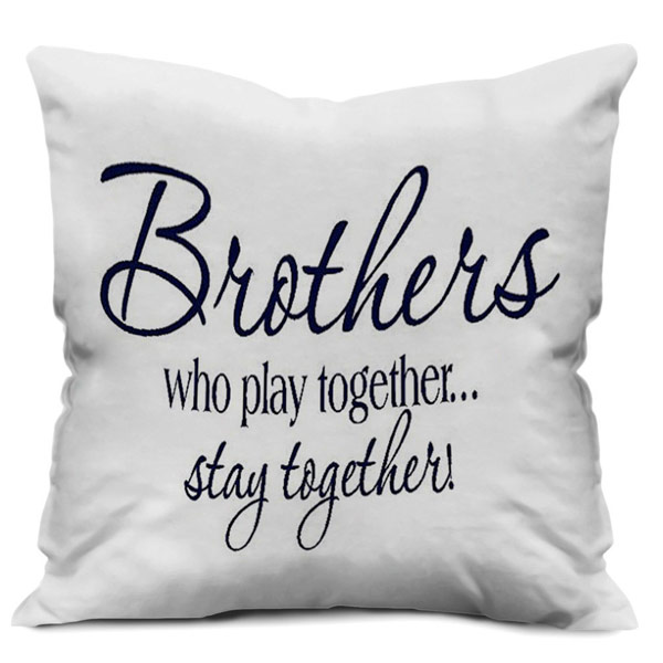 Brother Quote Printed Micro Satin Cushion Cover, White