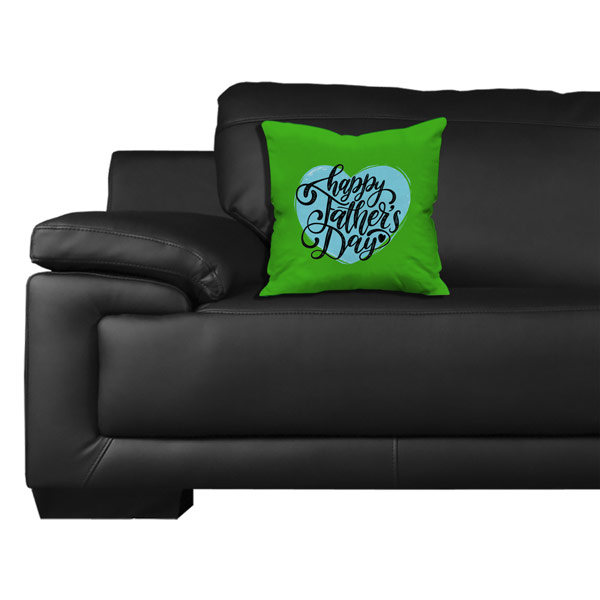 Calligraphy Text happy Father's Day Text Satin Cushion Cover (12X12, Green)
