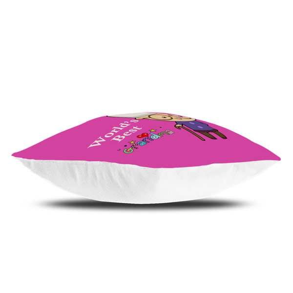 World's Best Grandma Quote Printed Satin Cushion Cover, Pink