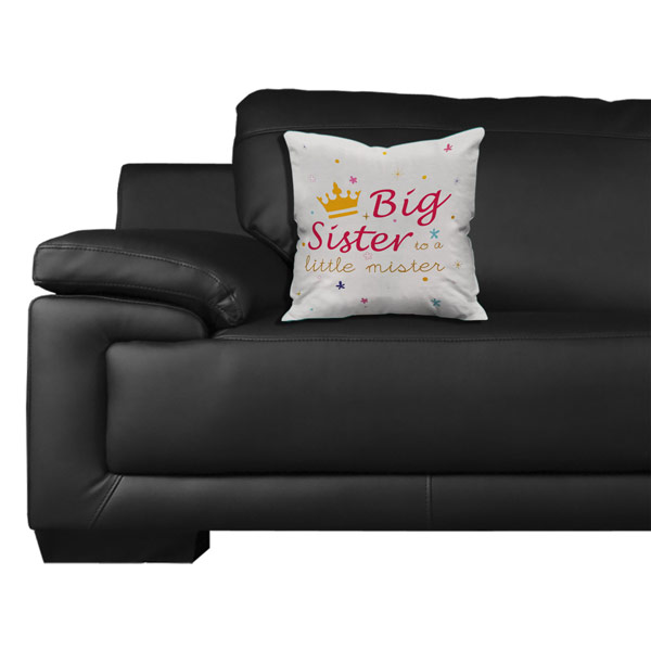 Big Sister Quote Printed Micro Cotton Cushion Cover, White