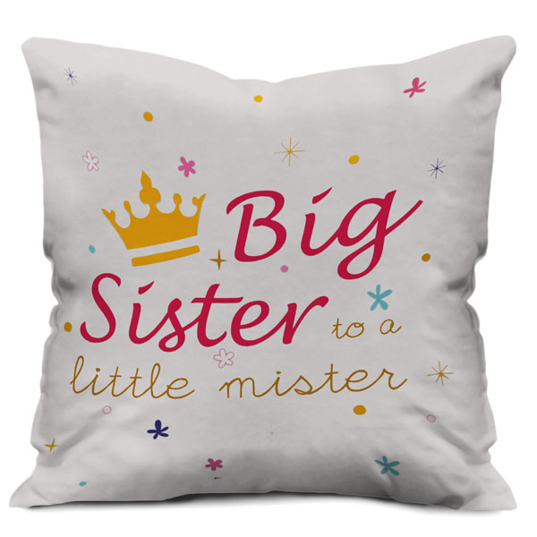 Big Sister Quote Printed Micro Cotton Cushion Cover, White