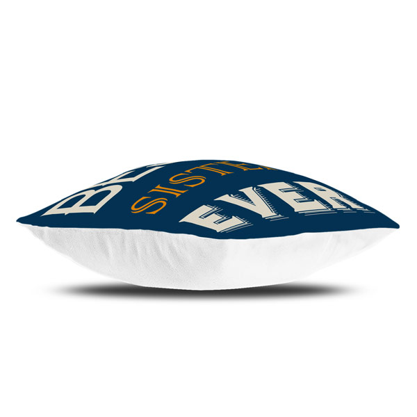 I Love You Sister Quote Printed Satin Cushion Cover, Blue
