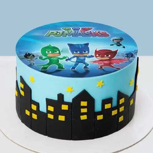 PJ Masks Photo Fondant Cake (1 Kg) PJ Masks Photo Fondant Cake (1 Kg)
