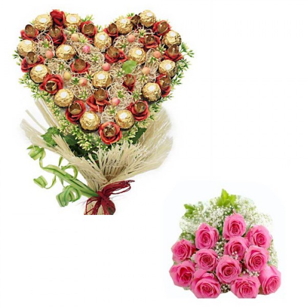 Heart Shaped Chocolate Bouquet for You Only