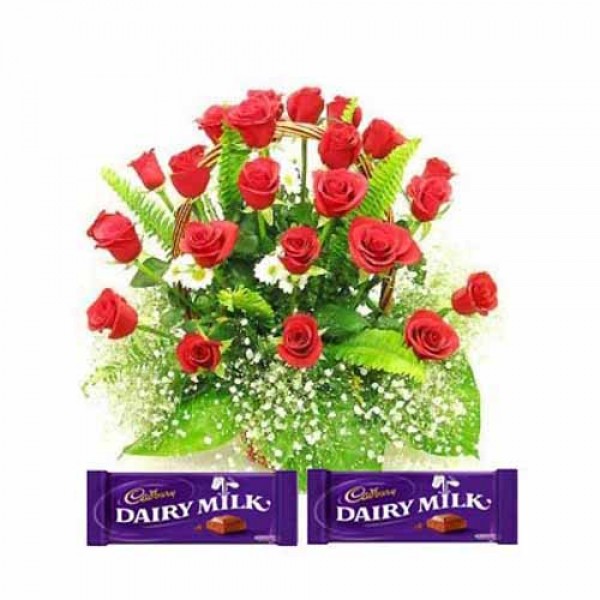 Stuning Red roses With Chocolates
