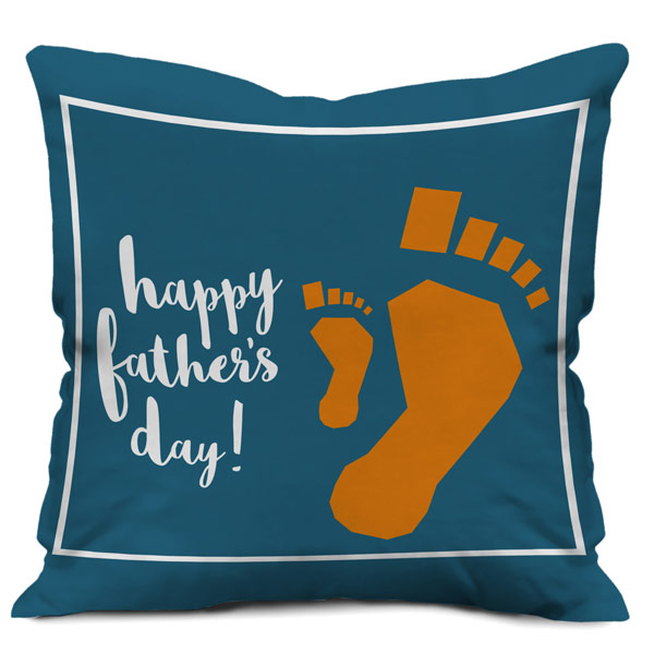 Fashion Text Father's Day with Child Father Foot Print Pillow
