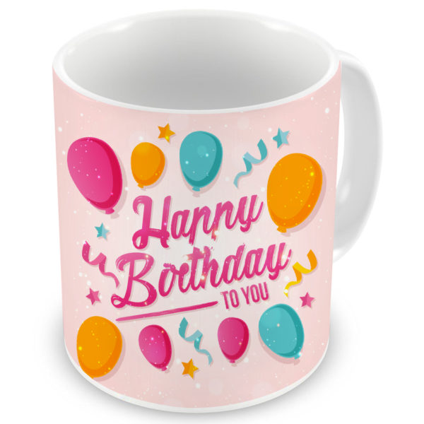 Happy Birthday Printed Balloons Ceramic Mug