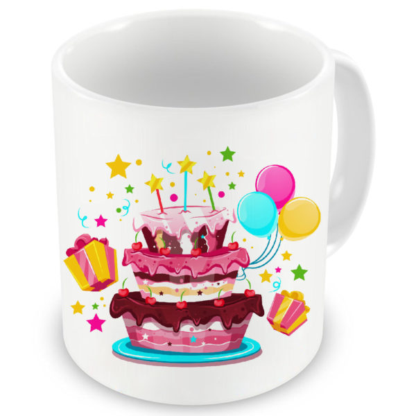 Happy Birthday Cake Printed Ceramic Mug
