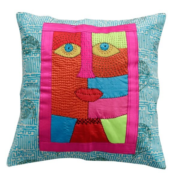 Indha Craft Cotton Hand Block Print Face Patch 18 Inch Cushion Cover Pack of 2