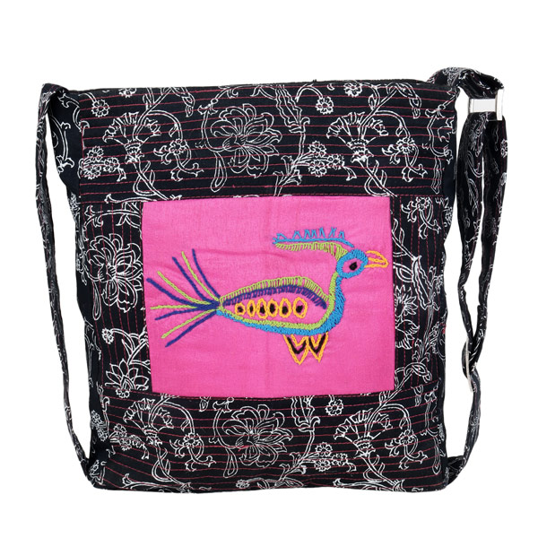 Indha Craft Intricate Bird Hand- Embroidered Sling Bag for Girls/Women